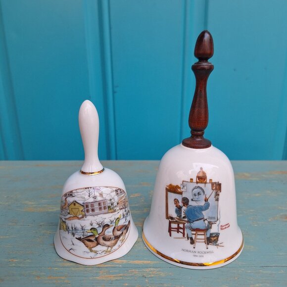 Vintage Bells Porcelain Norman Rockwell W Germany Duck Decoy Gifts for Mom Dad - Picture 13 of 13